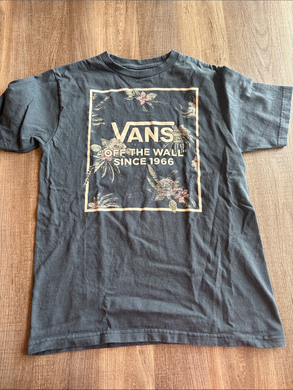 Vans Black Short Sleeve Tee with Floral Logo